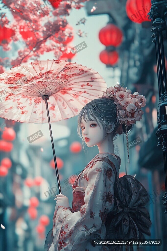 红伞少女