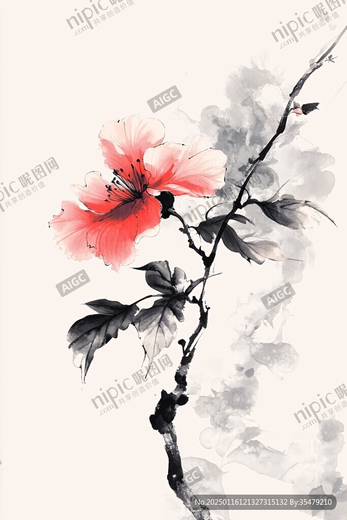 水墨扶桑花