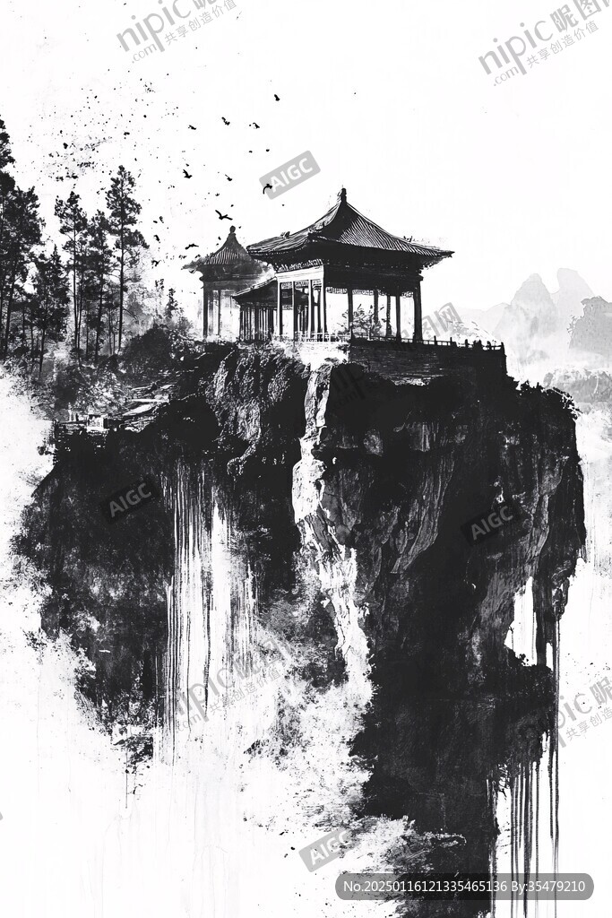 插画爱晚亭