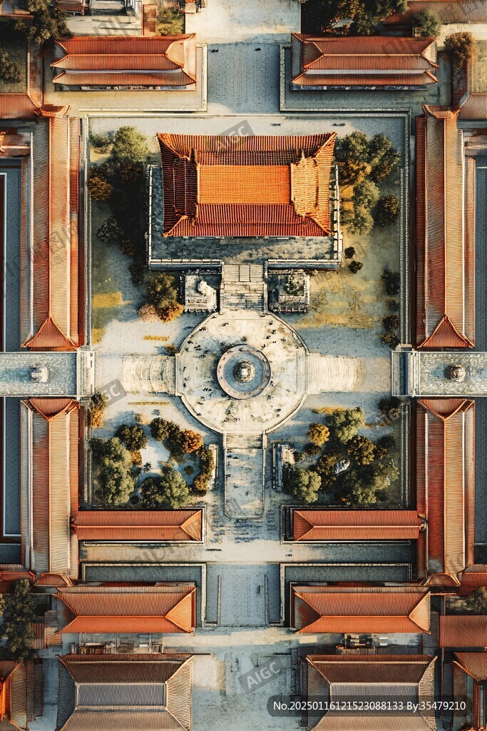 对称建筑航拍