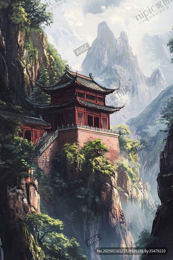 古风建筑物亭台楼阁