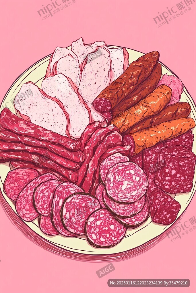 手绘一盘肉