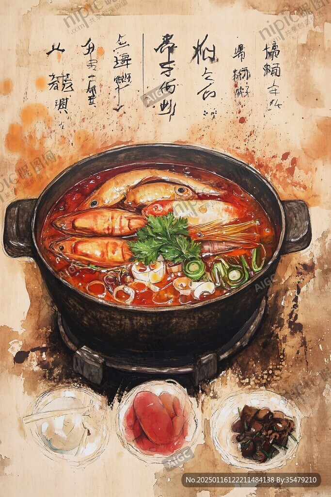 小锅米线插画