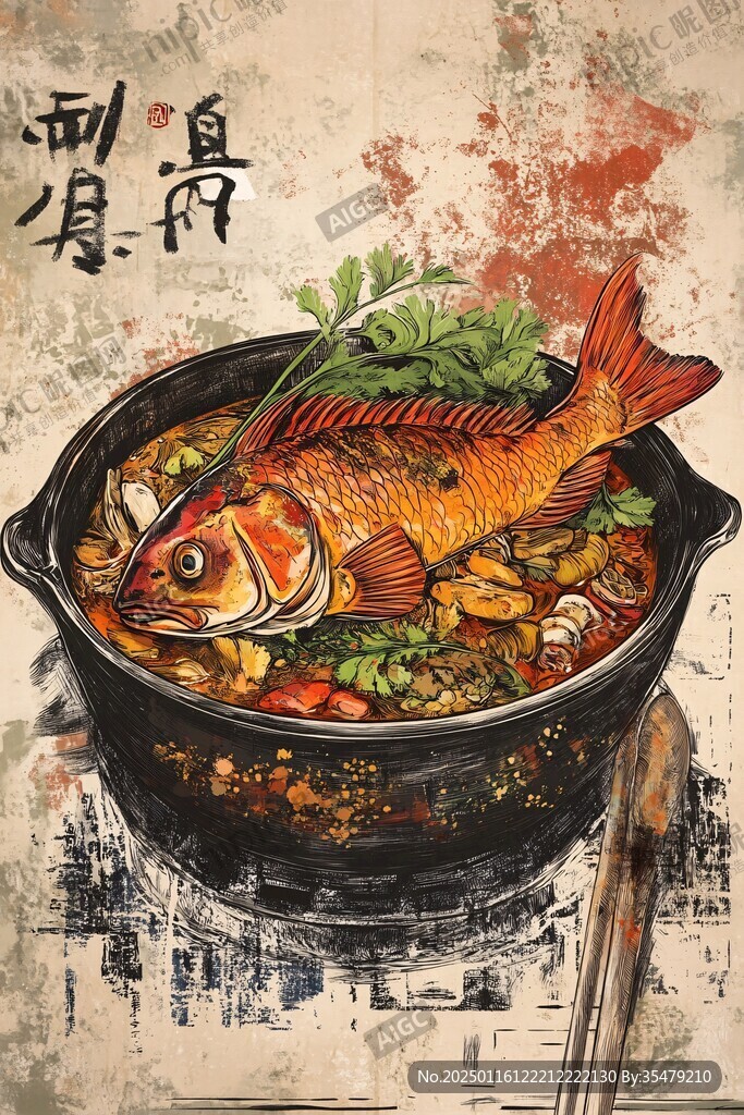 砂锅鱼插画