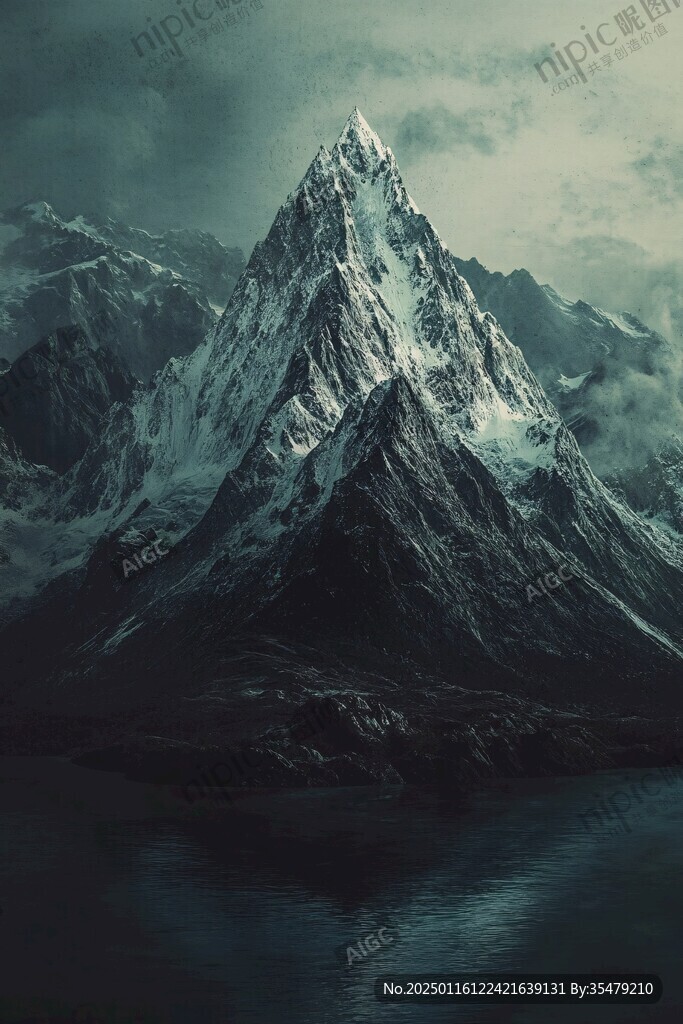 蓝色调山风景