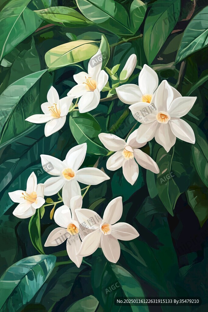 草本狗牙花插画