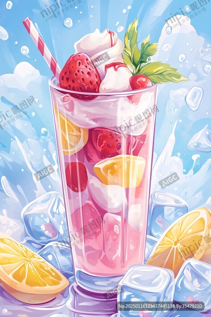 夏季冰饮插画
