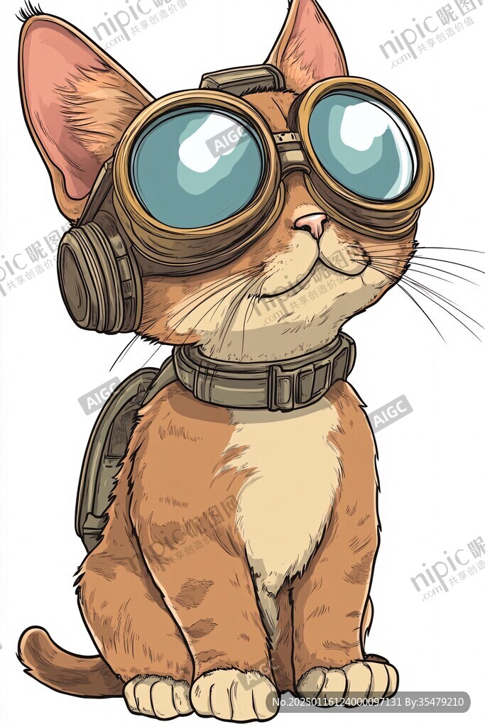 戴着蒸汽朋克护目镜的猫