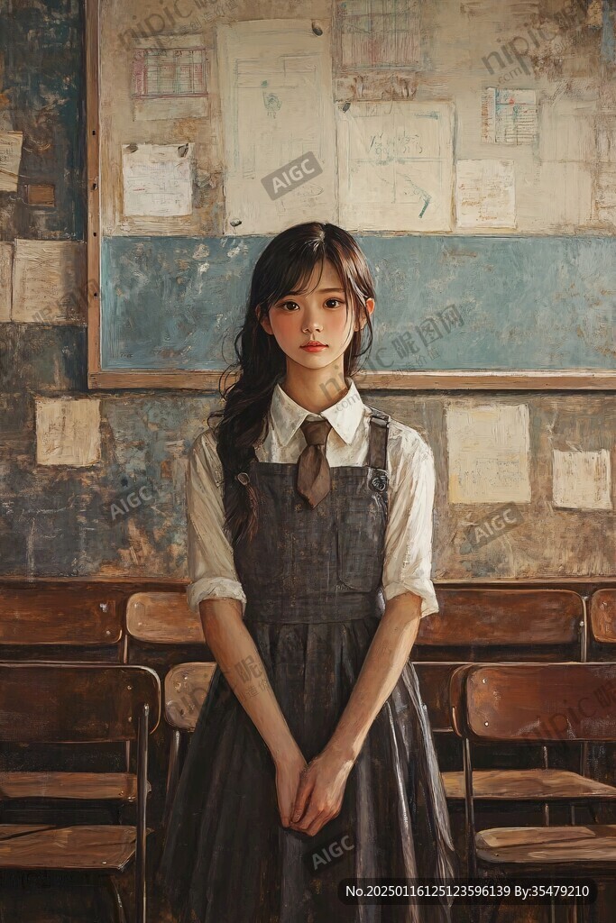 背带裙女孩
