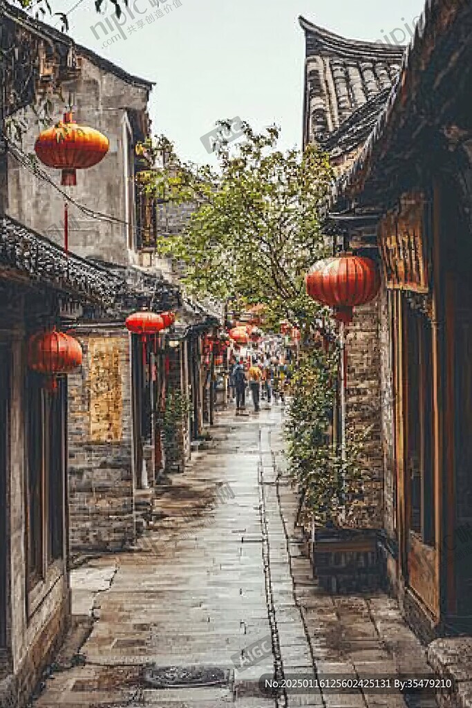古街阴雨天
