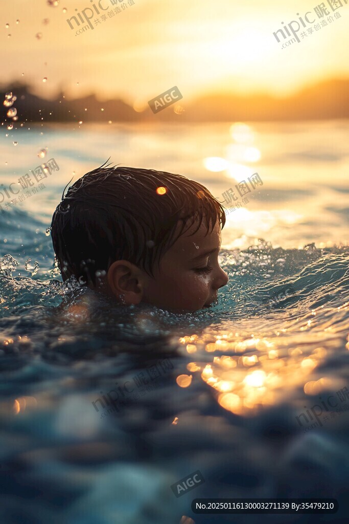 戏水少年