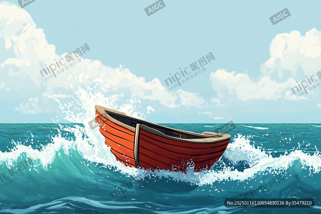 波涛中的小船