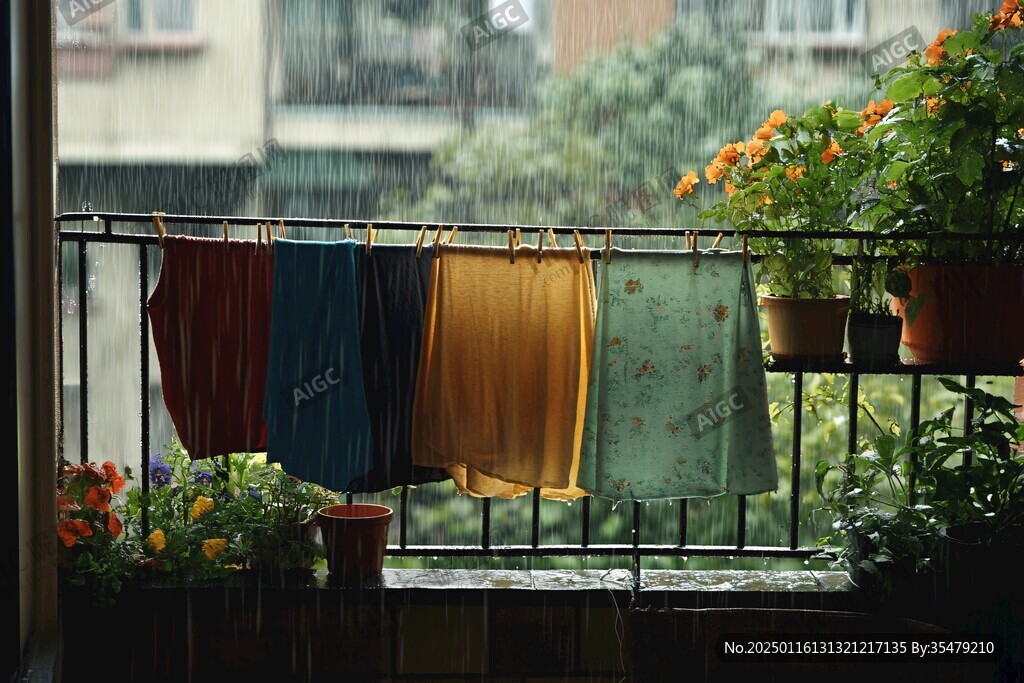 下雨天的窗台