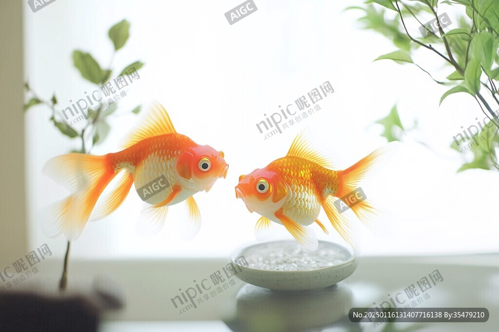 两只立体的大金鱼