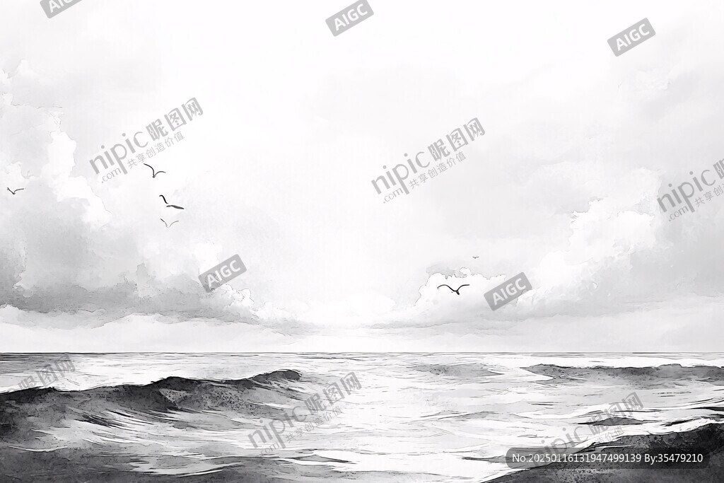插画海平面