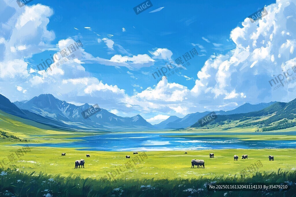 草原风光插画