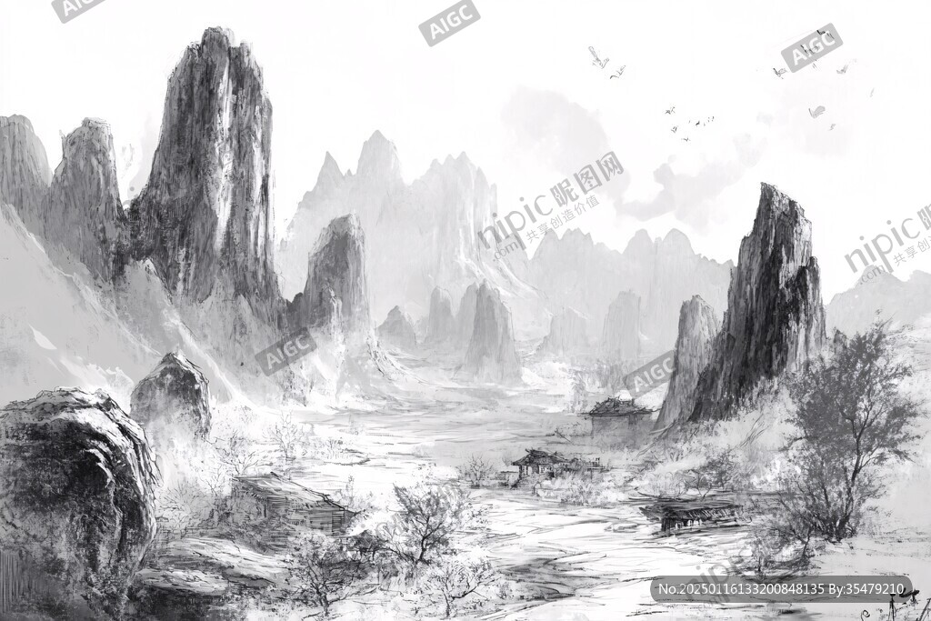 古风手绘山