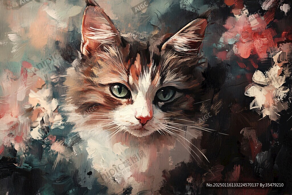 手绘客厅猫唯美装饰画