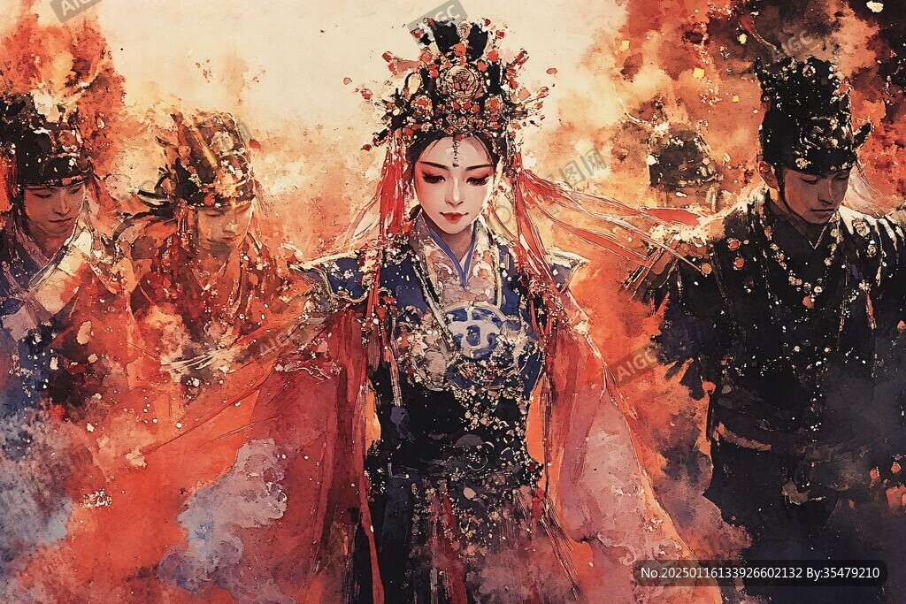 水彩戏曲文化
