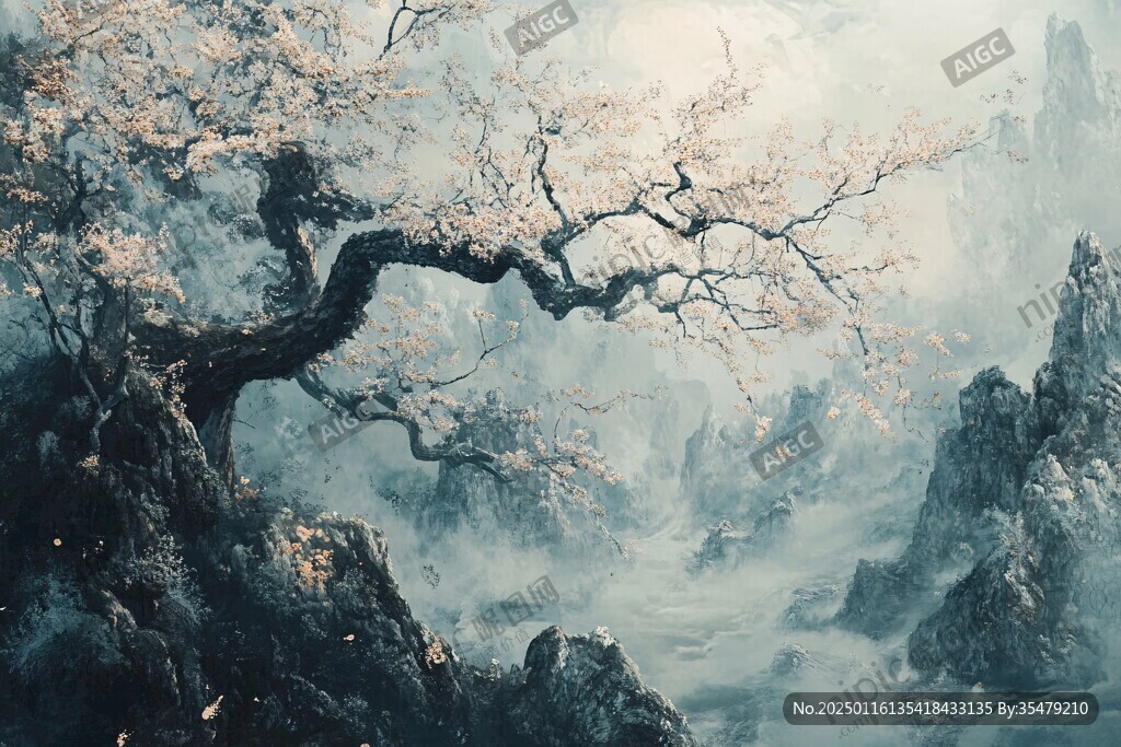 仙境古树插画