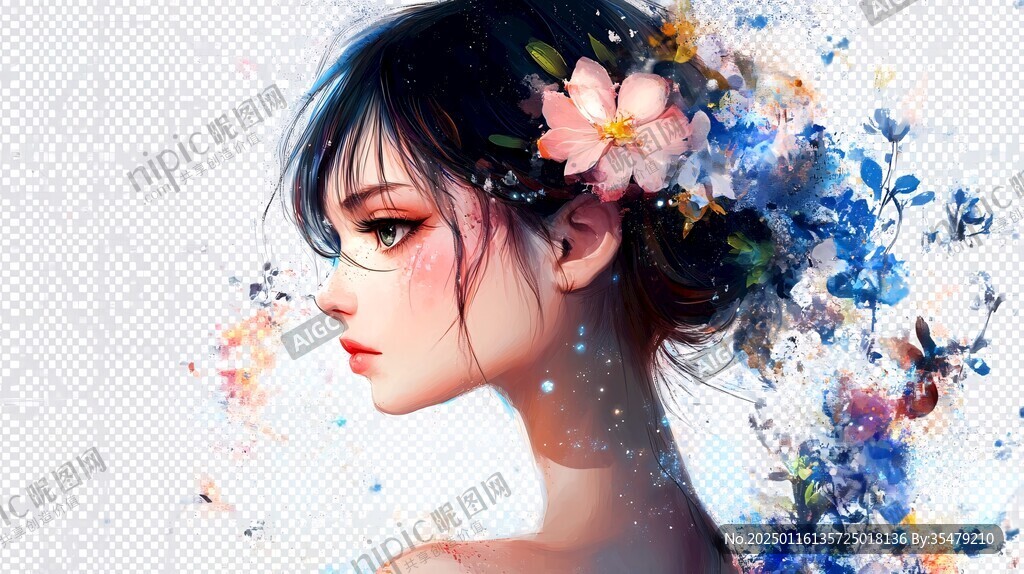 数字美女插画