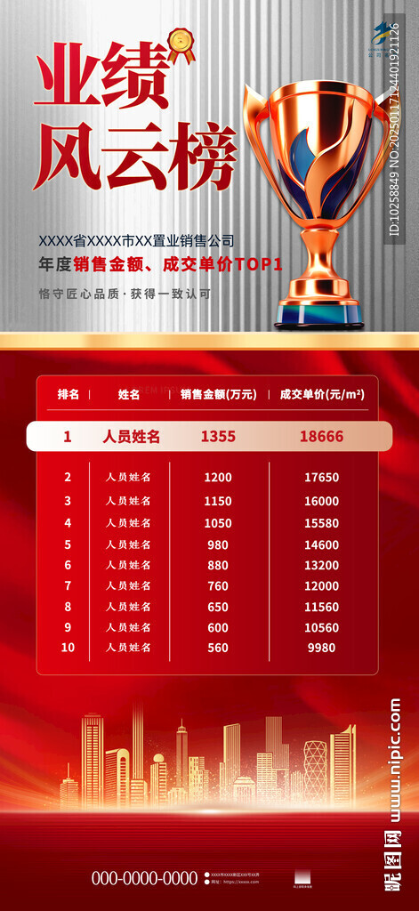 业绩排名排行榜海报