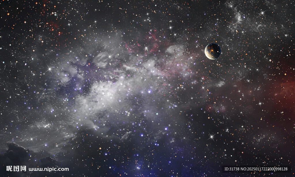 浩瀚灰色宇宙星空背景墙