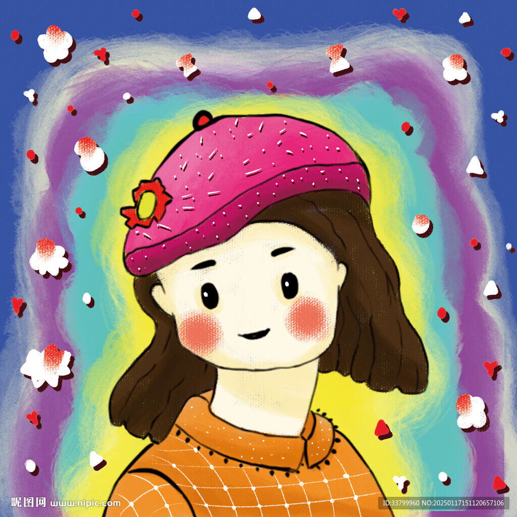 手绘插画女孩