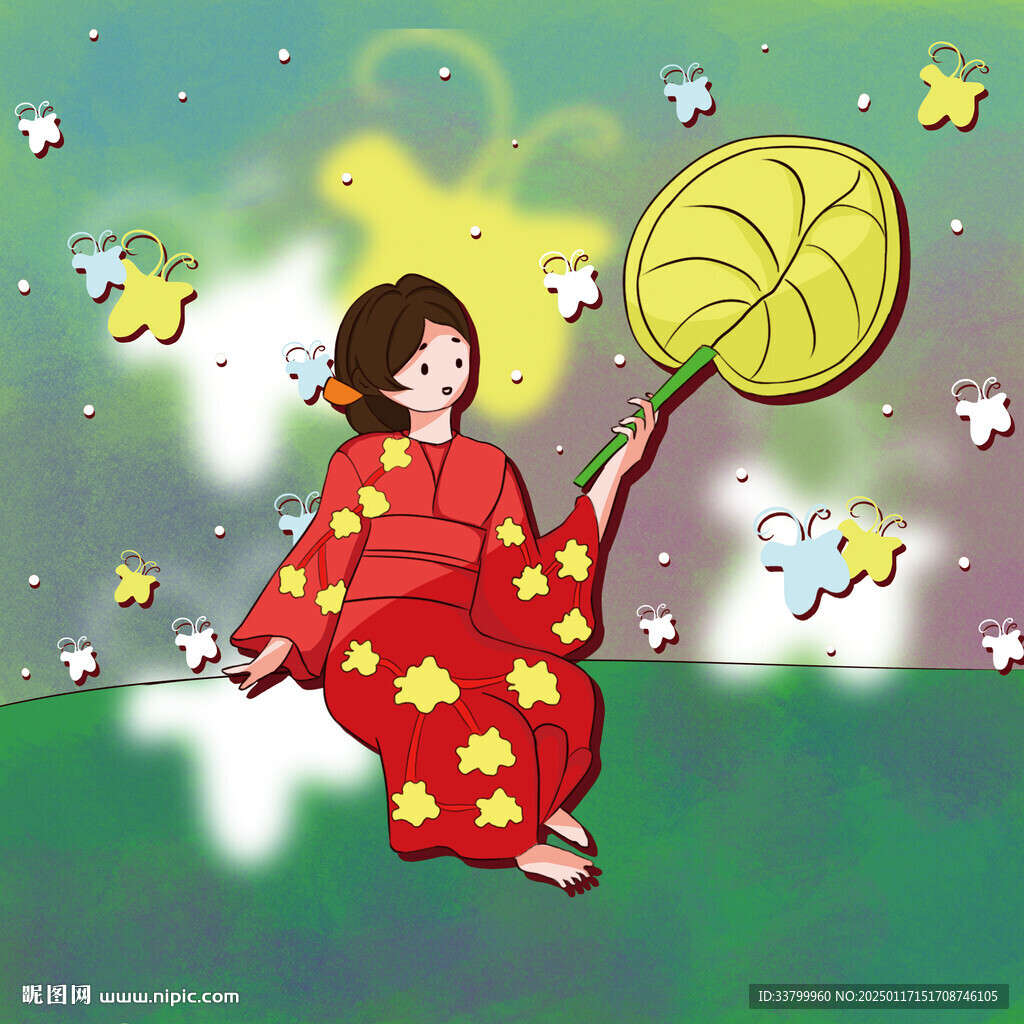 手绘插画女孩