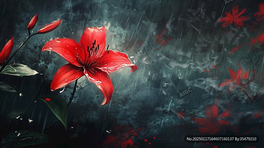 红色鲜花壁画