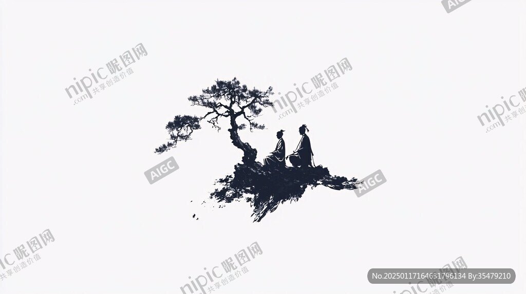 水墨效果树影