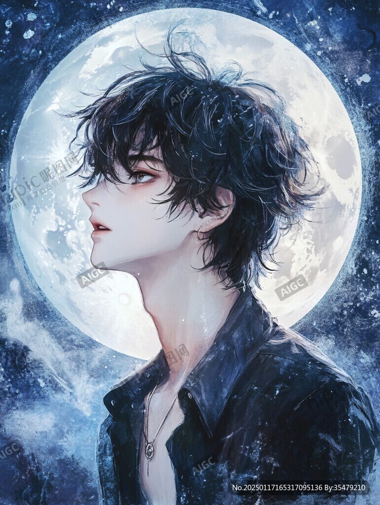 唯美男生插画