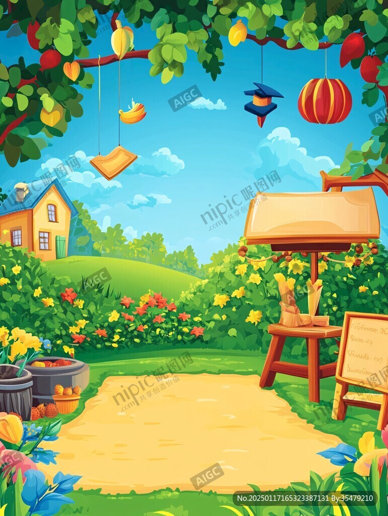 卡通花园场景
