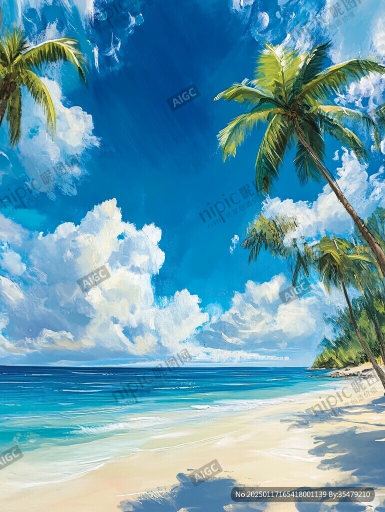 海滩风景画