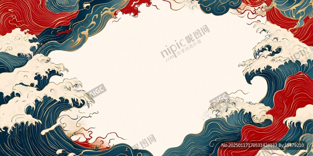日式浪花背景