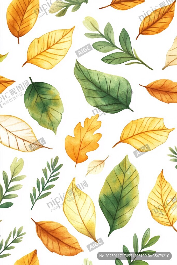 秋天落叶彩叶植物素材