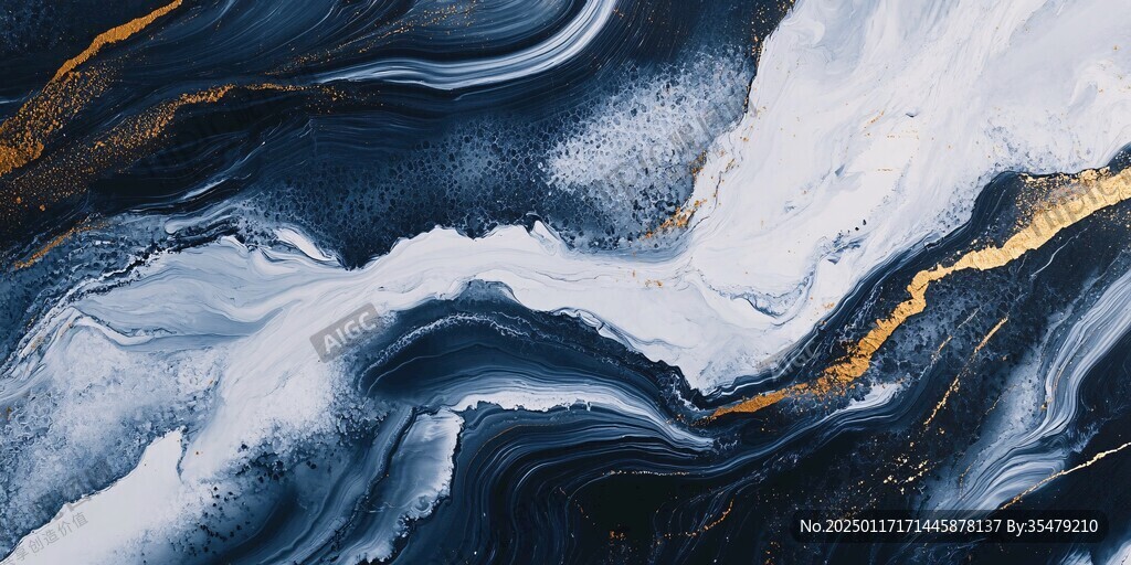 蓝色流体创意抽象画