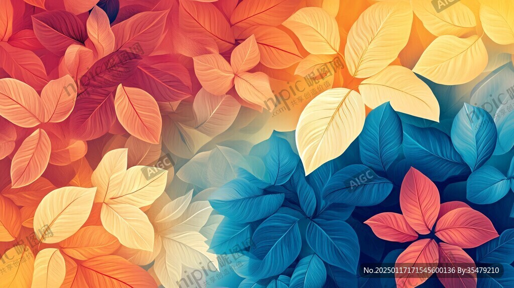 五彩树叶背景实拍