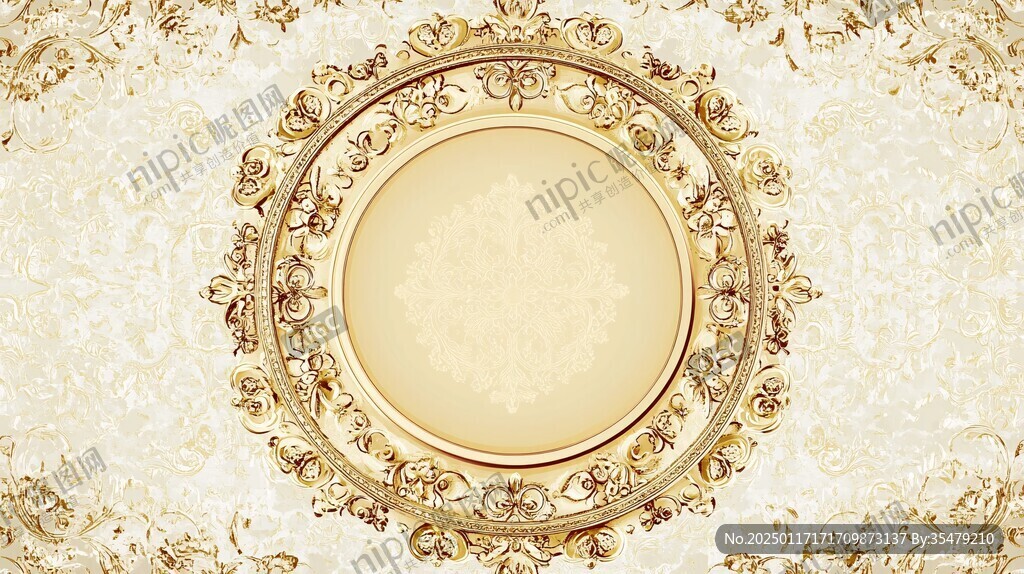 欧式圆形浮雕金花