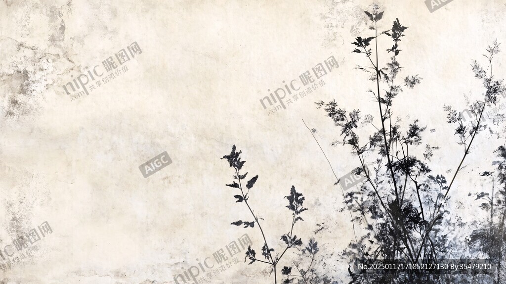 斑驳树枝影旧纸纹