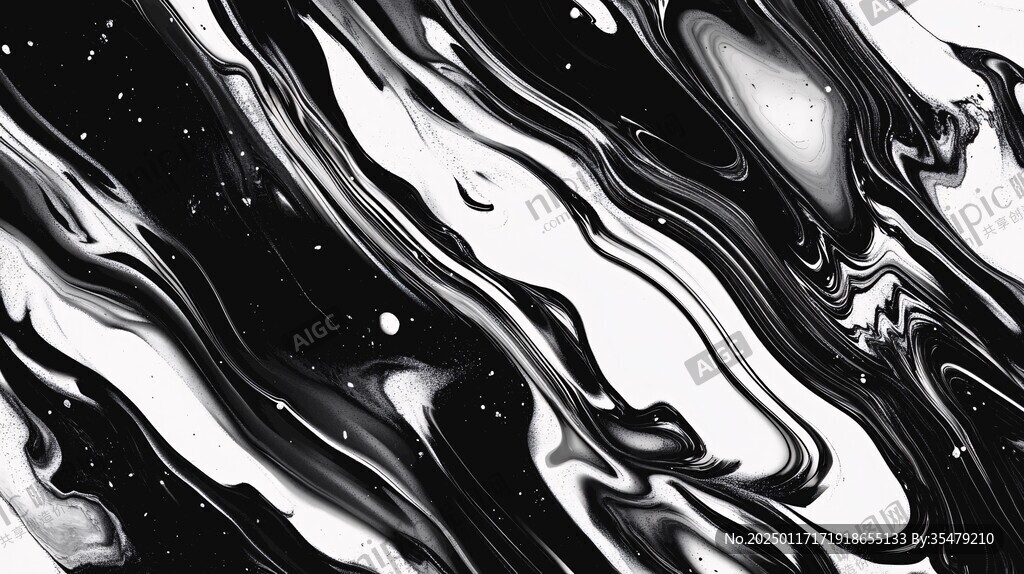黑白流体画