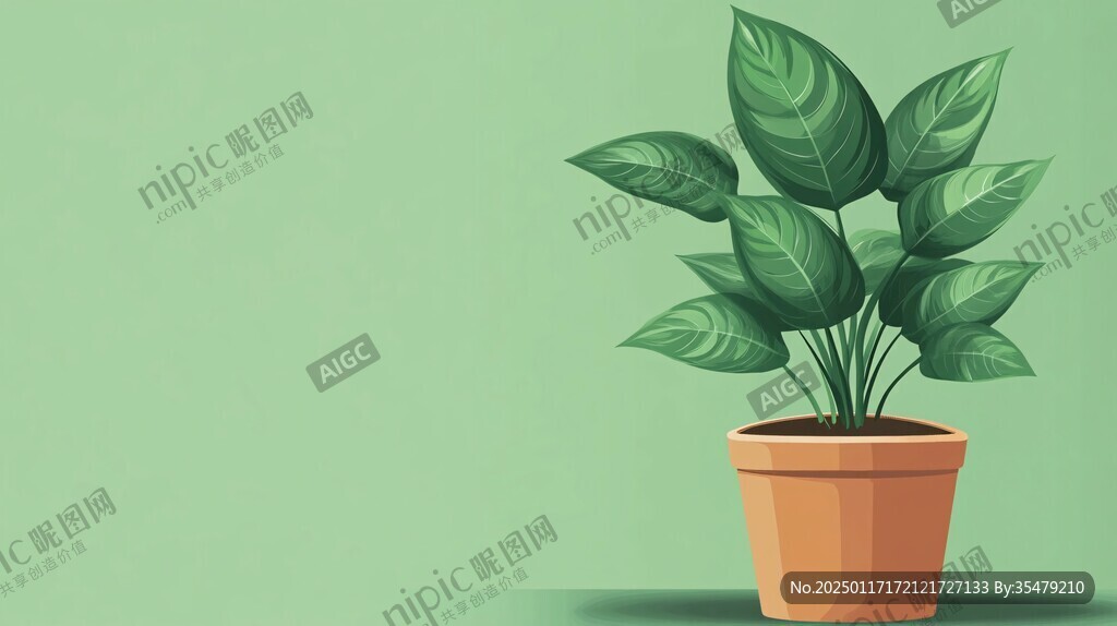 绿植盆栽插画