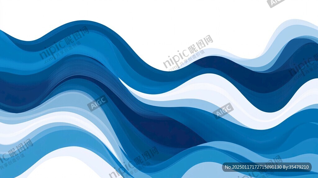 蓝白波浪线条