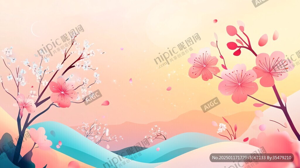 春天樱花插画