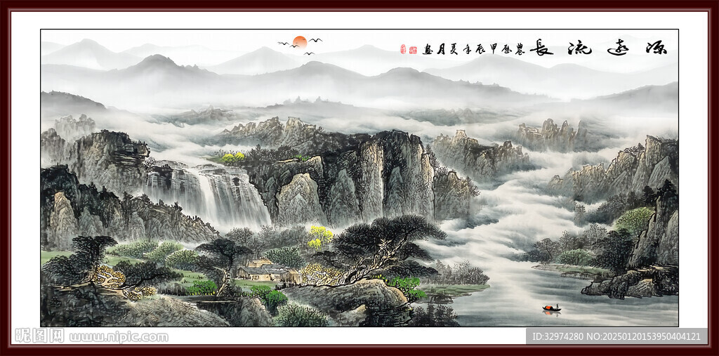 水墨画江山如画水墨画
