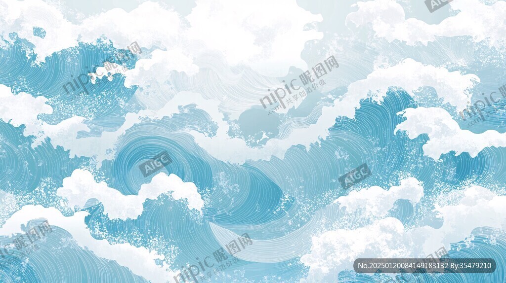 日式浪花背景
