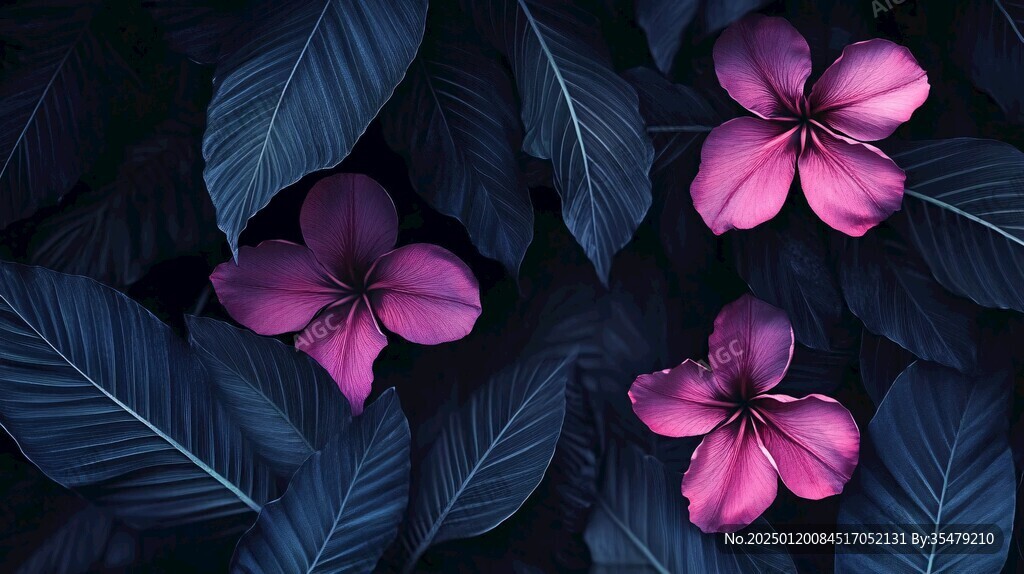 田园风热带树叶花朵