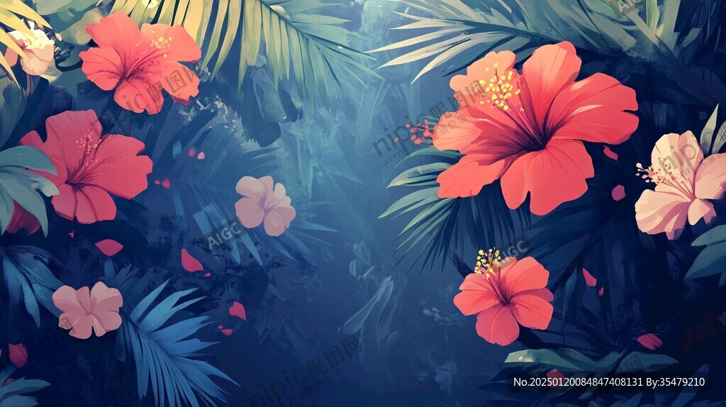 热带雨林花草树木背景