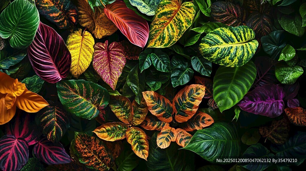 五彩树叶背景实拍