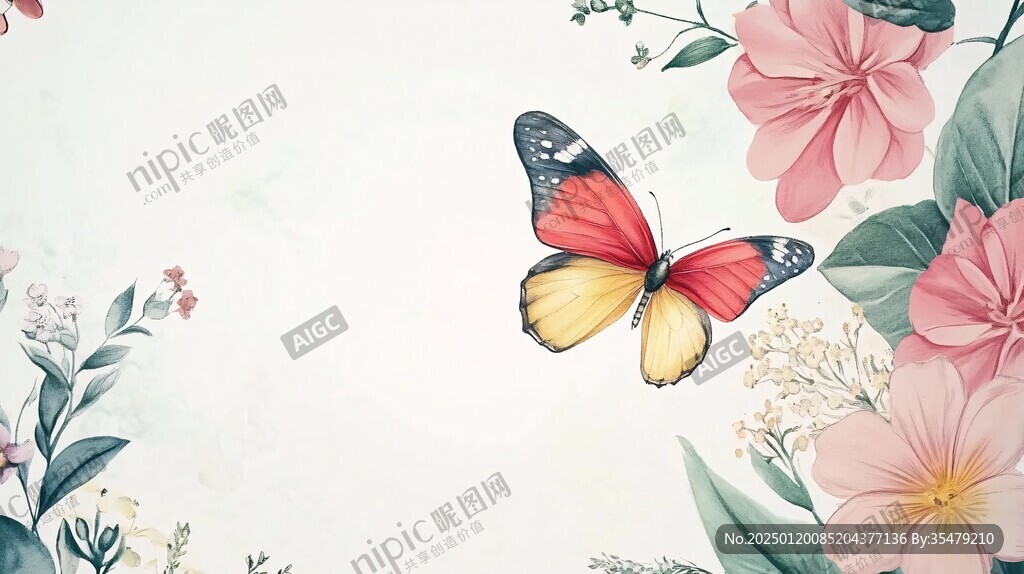 蝴蝶花朵背景墙